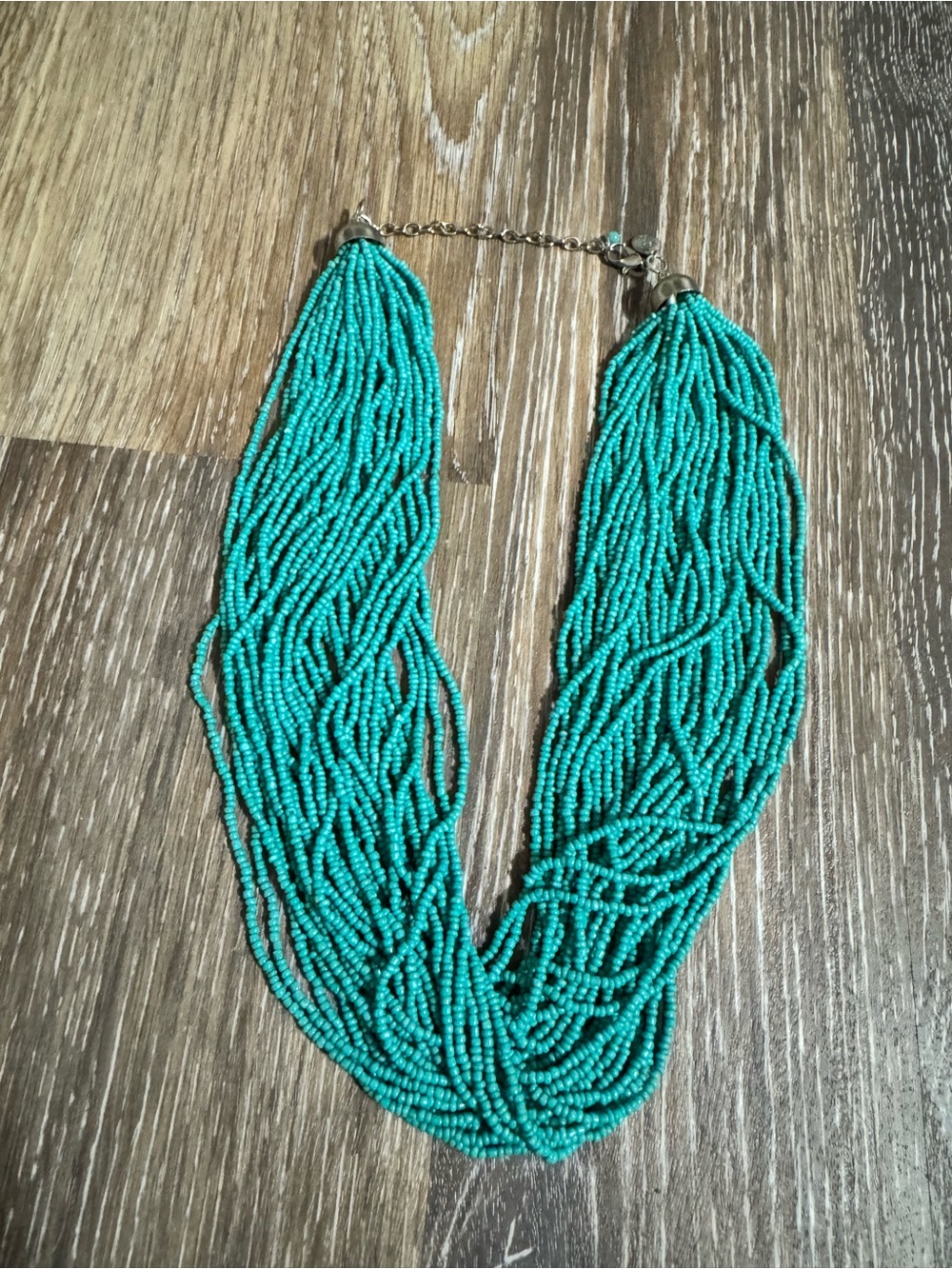 Turquoise Multi-Strand Seed Bead Necklace - Unbranded